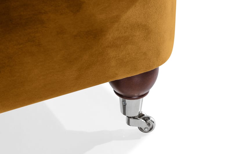 Howard Riviera Sofagruppe Svingt 3-seters + 2-seters Sofa + Lenestol + Fotskammel i Fløyel - Mørk gul - Møbler - Sofaer - Sofagrupper - Howard sofagruppe