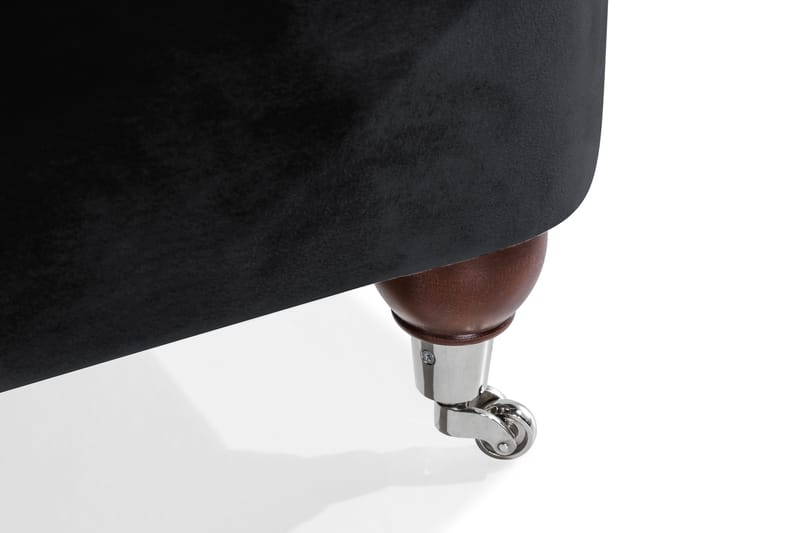 Howard Riviera Sofagruppe Svingt 3-seters + 2-seters Sofa + Lenestol + Fotskammel i Fløyel - Svart - Møbler - Sofaer - Sofagrupper - Howard sofagruppe