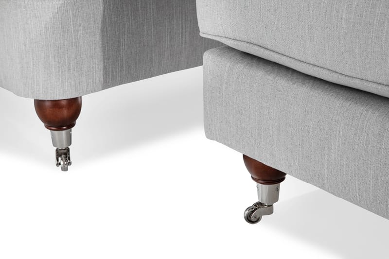 Howard Riviera Sofagruppe Svingt 3-seters + 2-seters Sofa + Lenestol + Fotskammel i Stoff - Grå - Møbler - Sofaer - Sofagrupper - Howard sofagruppe