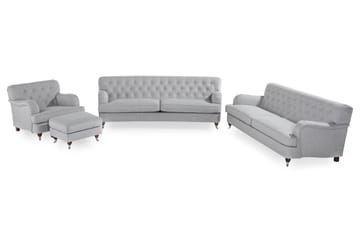 Howard Riviera Sofagruppe Svingt 3-seters + 2-seters Sofa + Lenestol + Fotskammel i Stoff