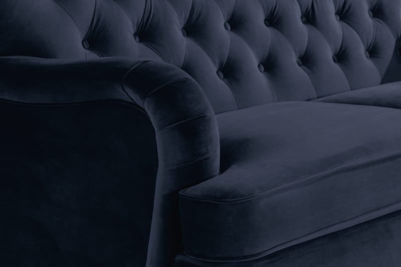 Howard Riviera Sofagruppe Svingt 3-seters + 2-seters Sofa + Lenestol + Fotskammel i Fløyel - Blå - Møbler - Sofaer - Sofagrupper - Howard sofagruppe