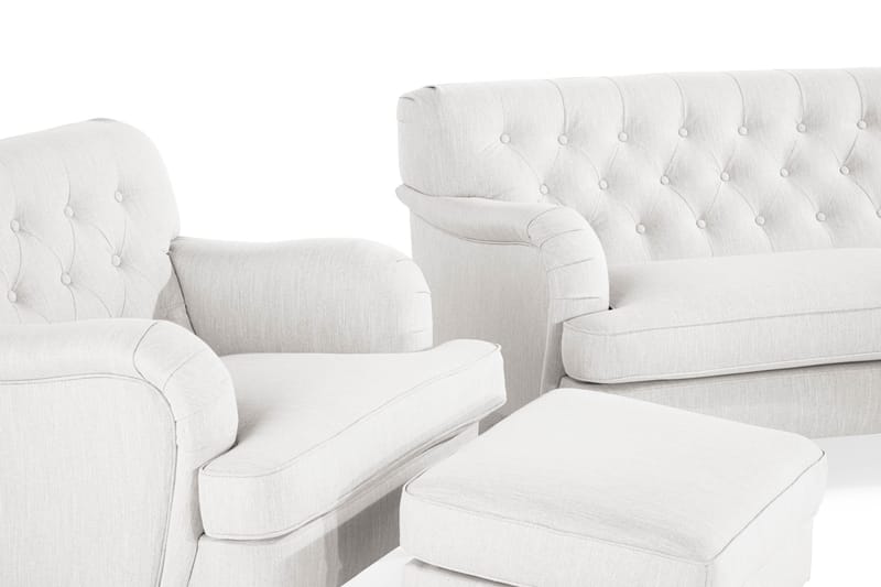 Howard Riviera Sofagruppe Svingt 3-seters + 2-seters Sofa + Lenestol + Fotskammel i Stoff - Lys grå - Møbler - Sofaer - Sofagrupper - Howard sofagruppe