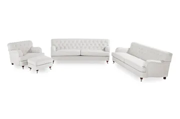 Howard Riviera Sofagruppe Svingt 3-seters + 2-seters Sofa + Lenestol + Fotskammel i Stoff