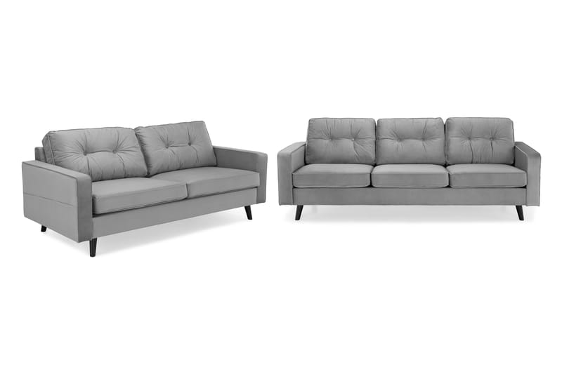 Monroe Sofagruppe 4-seters + 3-seters Fløyelssofa - Lys grå - Møbler - Sofaer - Sofagrupper - Howard sofagruppe