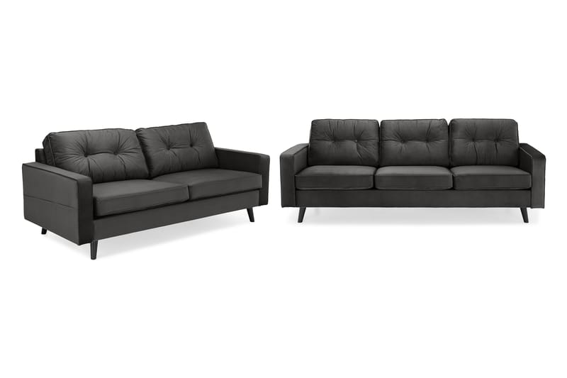Monroe Sofagruppe 4-seters + 3-seters Fløyelssofa - Mørk grå - Møbler - Sofaer - Sofagrupper - Howard sofagruppe