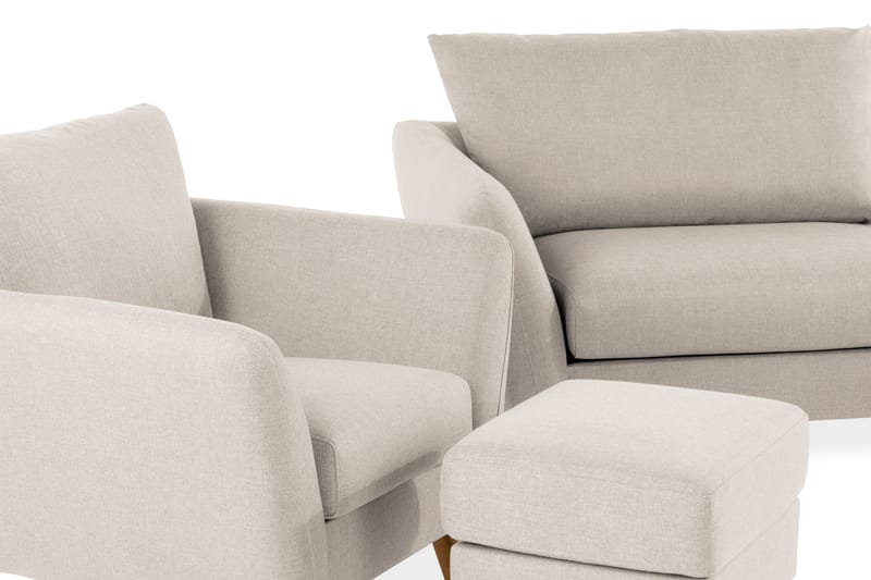 Trend Sofagruppe 3-seters + 2-seters Sofa + Lenestol + Fotskammel i Stoff - Beige - Møbler - Sofaer - Sofagrupper - Howard sofagruppe