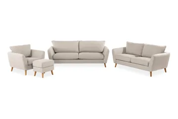 Trend Sofagruppe 3-seters + 2-seters Sofa + Lenestol + Fotskammel i Stoff