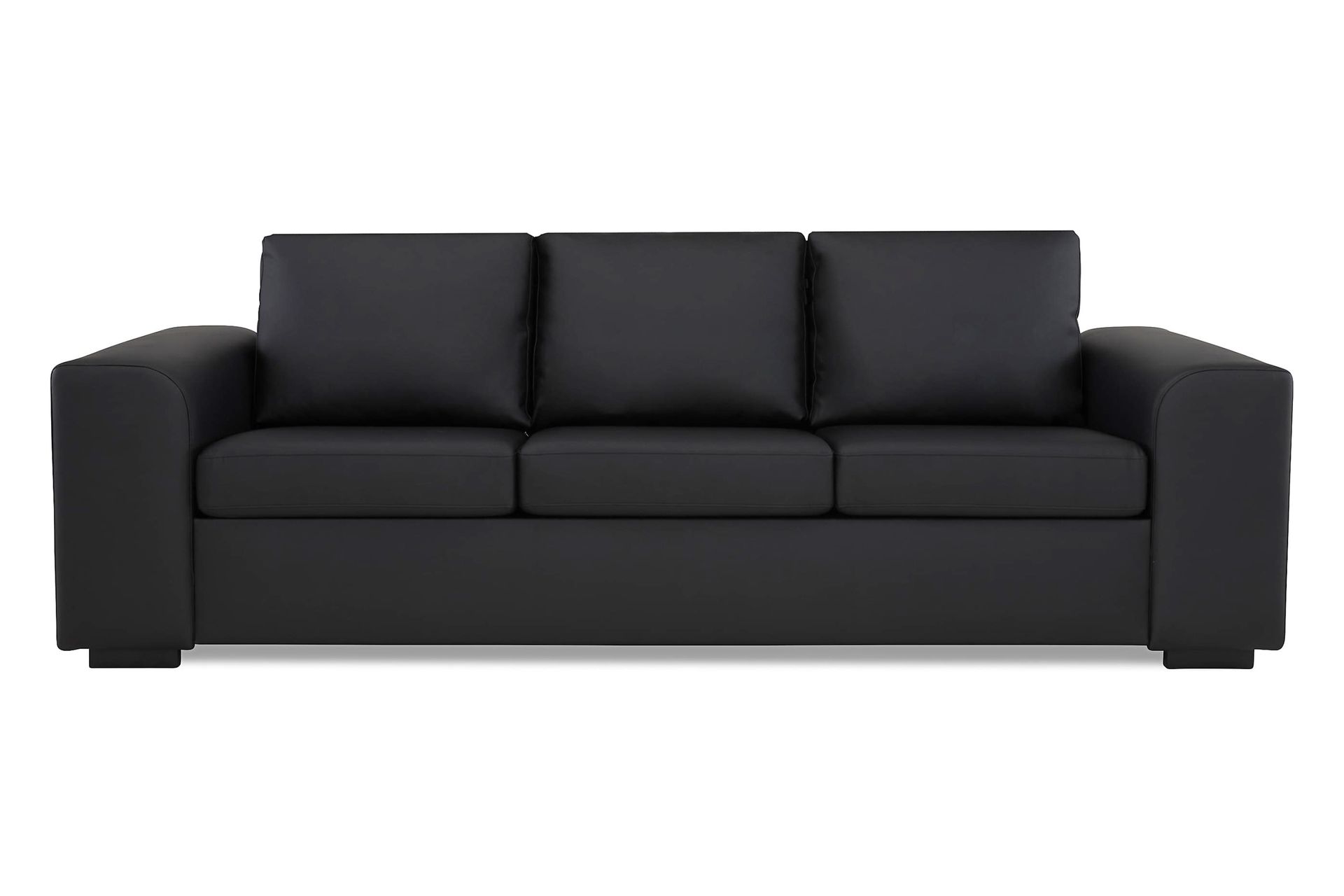 Link Sofagruppe 3-seters + 2-seters Sofa + Lenestol + Fotskammel i Kunstlær - Svart - Møbler - Sofaer - Sofagrupper
