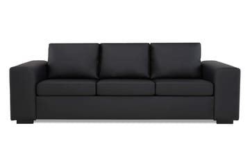 Link Sofagruppe 3-seters + 2-seters Sofa + Lenestol + Fotskammel i Kunstlær - Svart - Møbler - Sofaer - Sofagrupper