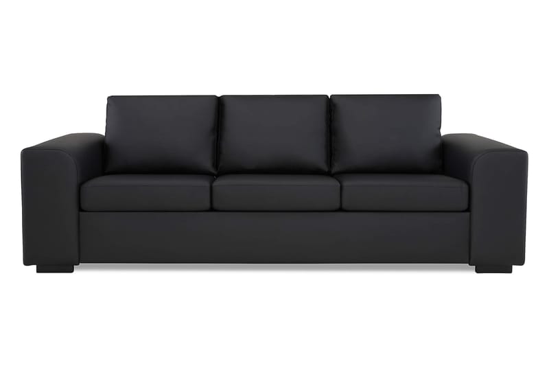 Link Sofagruppe 3-seters + 2-seters Sofa + Lenestol + Fotskammel i Kunstlær - Svart - Møbler - Sofaer - Sofagrupper