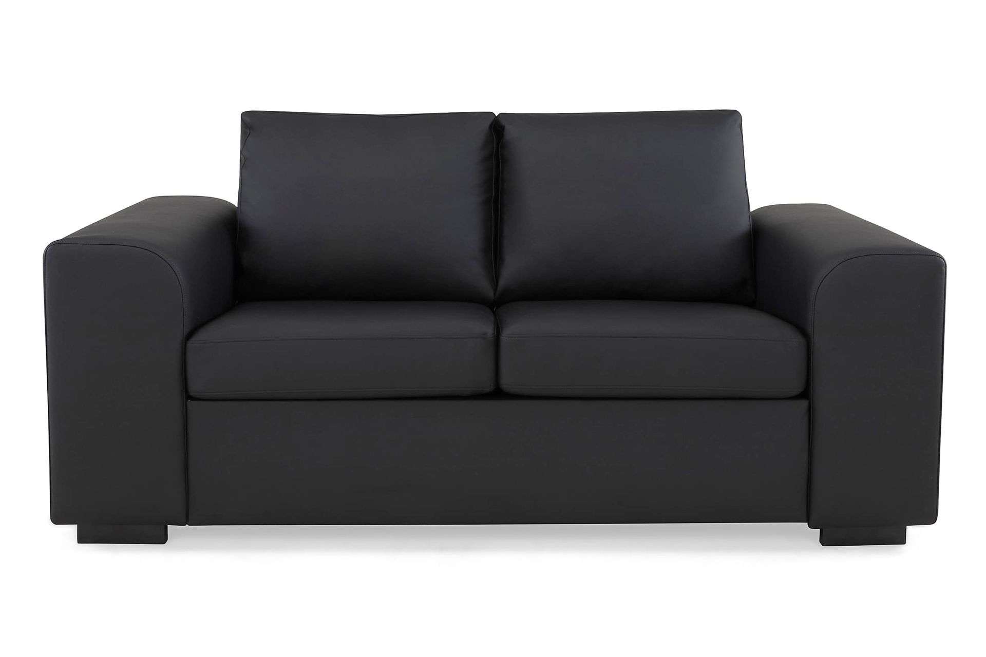 Link Sofagruppe 3-seters + 2-seters Sofa + Lenestol + Fotskammel i Kunstlær - Svart - Møbler - Sofaer - Sofagrupper