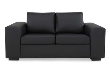Link Sofagruppe 3-seters + 2-seters Sofa + Lenestol + Fotskammel i Kunstlær - Svart - Møbler - Sofaer - Sofagrupper