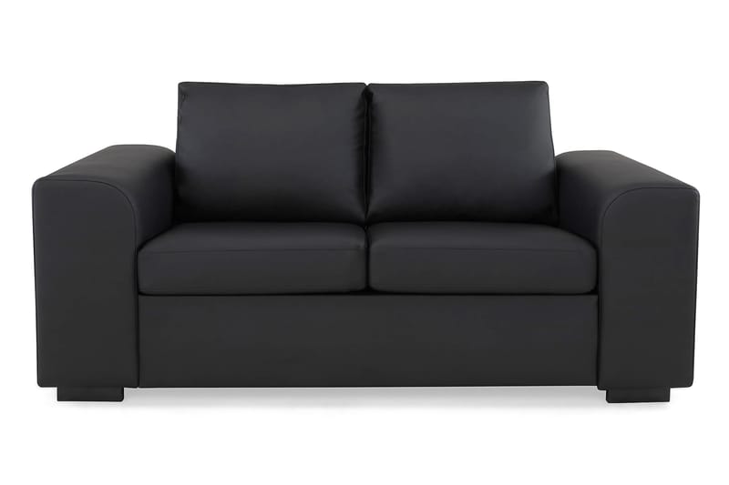 Link Sofagruppe 3-seters + 2-seters Sofa + Lenestol + Fotskammel i Kunstlær - Svart - Møbler - Sofaer - Sofagrupper