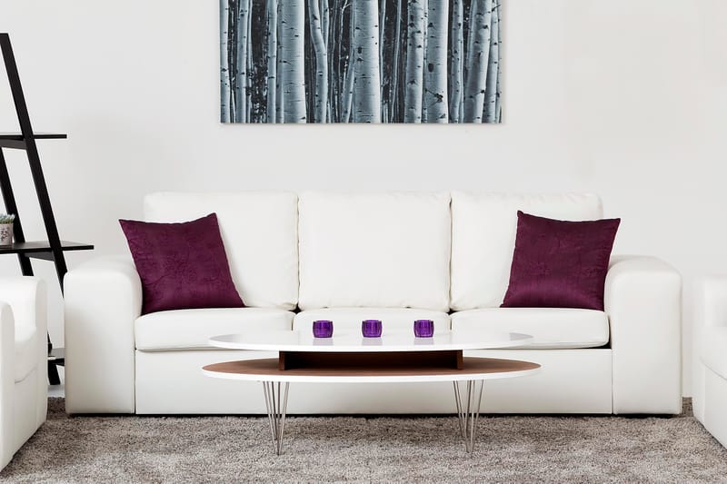 Link Sofagruppe 3-seters + 2-seters Sofa + Lenestol i Kunstlær - Hvit - Møbler - Sofaer - Sofagrupper