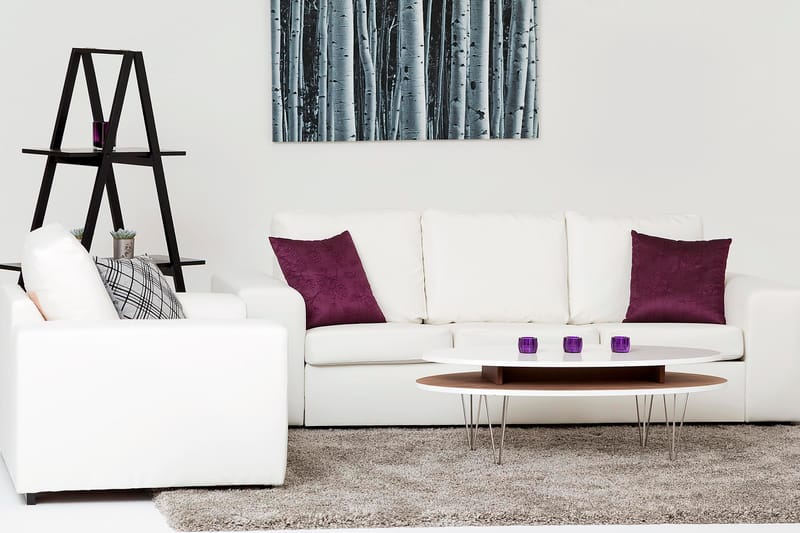 Link Sofagruppe 3-seters + 2-seters Sofa + Lenestol i Kunstlær - Hvit - Møbler - Sofaer - Sofagrupper