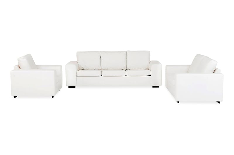 Link Sofagruppe 3-seters + 2-seters Sofa + Lenestol i Kunstlær - Hvit - Møbler - Sofaer - Sofagrupper