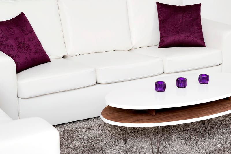 Link Sofagruppe 3-seters + 2-seters Sofa + Lenestol i Kunstlær - Hvit - Møbler - Sofaer - Sofagrupper