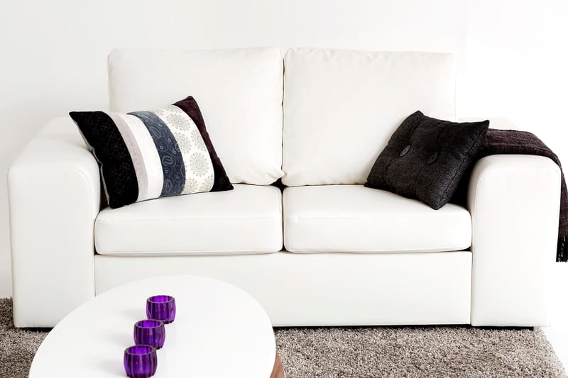 Link Sofagruppe 3-seters + 2-seters Sofa + Lenestol i Kunstlær - Hvit - Møbler - Sofaer - Sofagrupper