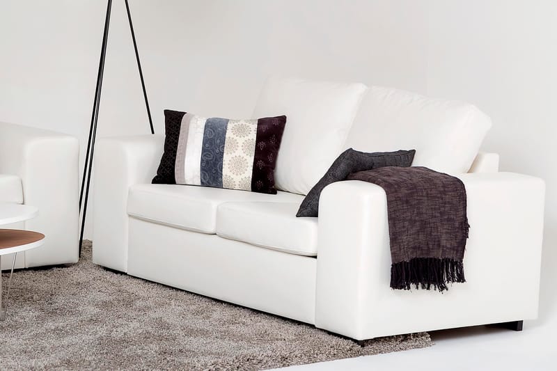 Link Sofagruppe 3-seters + 2-seters Sofa + Lenestol i Kunstlær - Hvit - Møbler - Sofaer - Sofagrupper