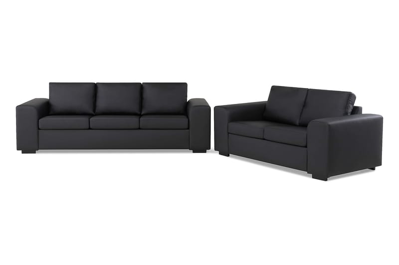 Link Sofagruppe 3-seters + 2-seters Sofa i Kunstlær - Svart - Møbler - Sofaer - Sofagrupper