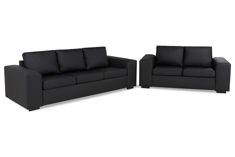 Link Sofagruppe 3-seters + 2-seters Sofa i Kunstlær - Svart - Møbler - Sofaer - Sofagrupper
