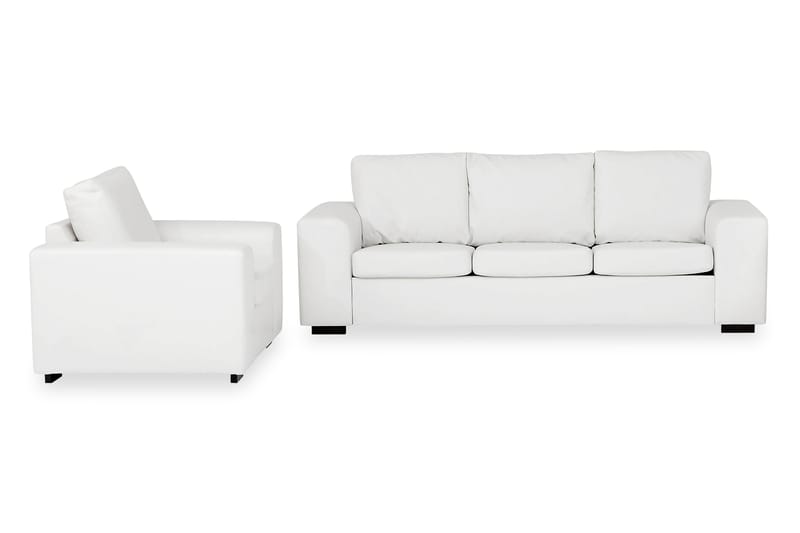 Link Sofagruppe 3-seters Sofa + Lenestol i Kunstlær - Hvit - Møbler - Sofaer - Sofagrupper