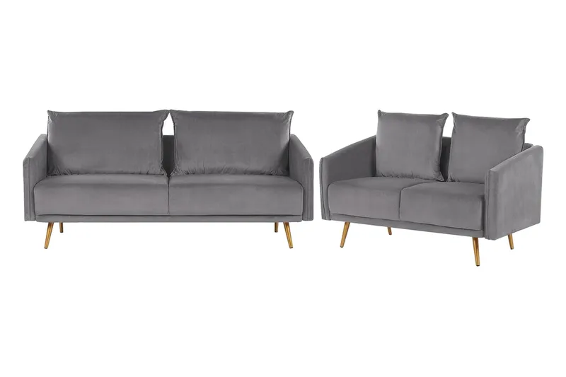 Maurana Sofagruppe 2-seters + 3-seters, Fløyel/Grå