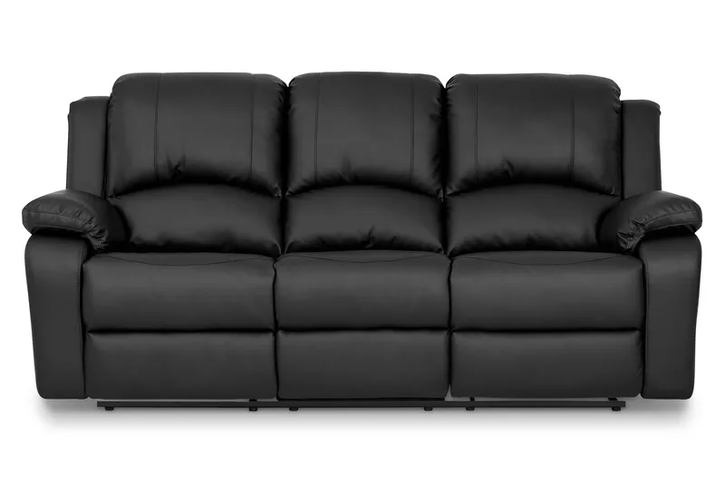 Norbo Recliner Sofagruppe 3+1 - Fällbar sofa lenestol - Kinosofa i kunstskinn - Svart - Møbler - Sofaer - Sofagrupper