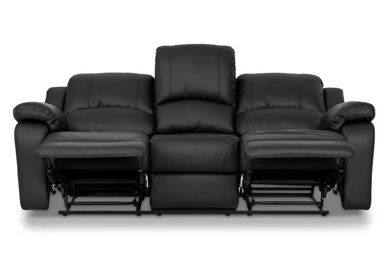 Norbo Sofagruppe Recliner 3+2+1 - Fällbar sofa lenestol - Kinosofa i kunstskinn - Svart - Møbler - Sofaer - Sofagrupper - Sofagruppe 3 2 1