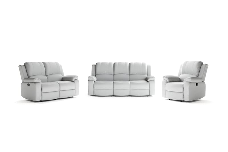 Norbo Sofagruppe Recliner 3+2+1 - Fällbar sofa lenestol - Kinosofa i Stoff - Grå - Møbler - Sofaer - Sofagrupper