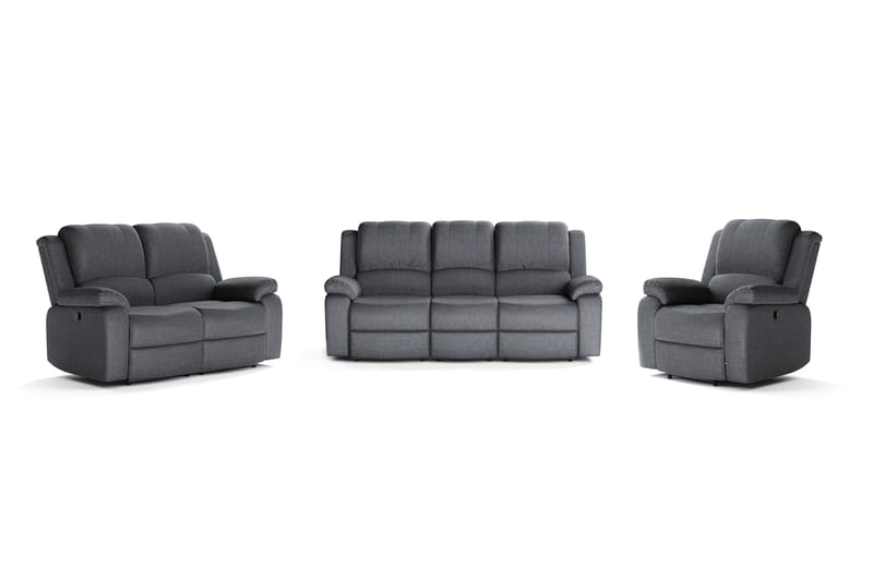Norbo Sofagruppe Recliner 3+2+1 - Fällbar sofa lenestol - Kinosofa i Stoff - Mørkegrå - Møbler - Sofaer - Sofagrupper