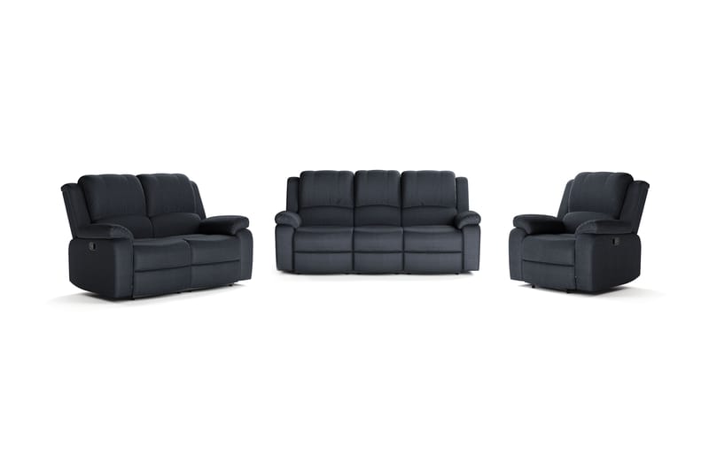 Norbo Sofagruppe Recliner 3+2+1 - Fällbar sofa lenestol - Kinosofa i Stoff - Svart - Møbler - Sofaer - Sofagrupper