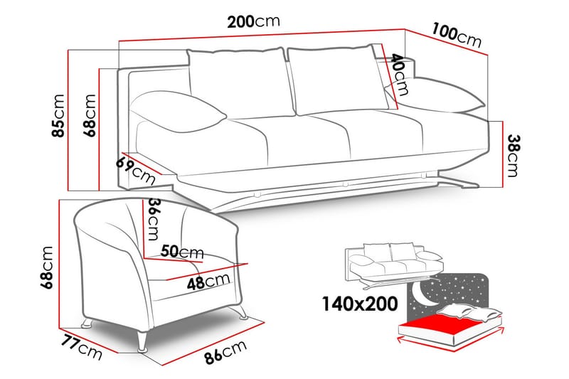 Oils Sofagruppe - Svart - Møbler - Sofaer - Sofagrupper
