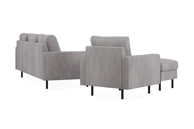 Peppe Sofagruppe 3-seter + Lenestol + Fotskammel - Grå - Møbler - Sofaer - Sofagrupper