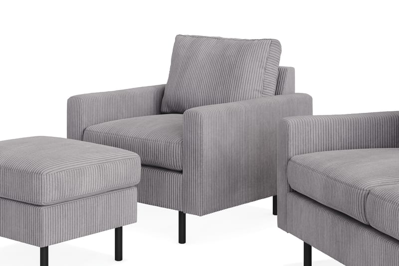 Peppe Sofagruppe 3-seter + Lenestol + Fotskammel - Grå - Møbler - Sofaer - Sofagrupper