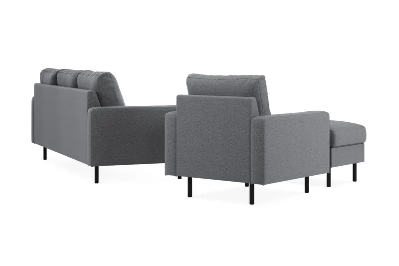Peppe Sofagruppe 3-seter Sofa + Lenestol + Fotskammel i Stoff - Lys grå - Møbler - Sofaer - Sofagrupper