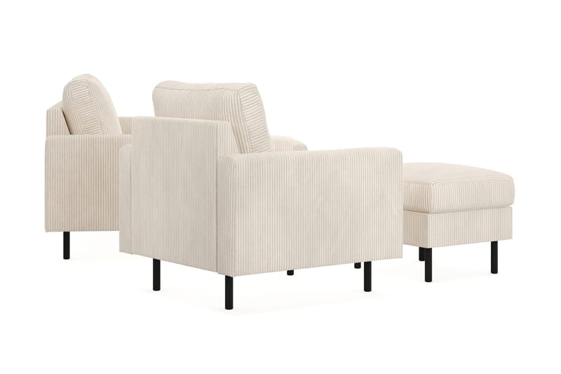 Peppe Sofagruppe 3-seters Sofa + Lenestol + Fotskammel i Manchester - Beige - Møbler - Sofaer - Sofagrupper