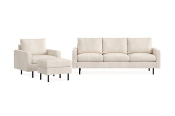 Peppe Sofagruppe 3-seters Sofa + Lenestol + Fotskammel i Manchester - Beige - Møbler - Sofaer - Sofagrupper