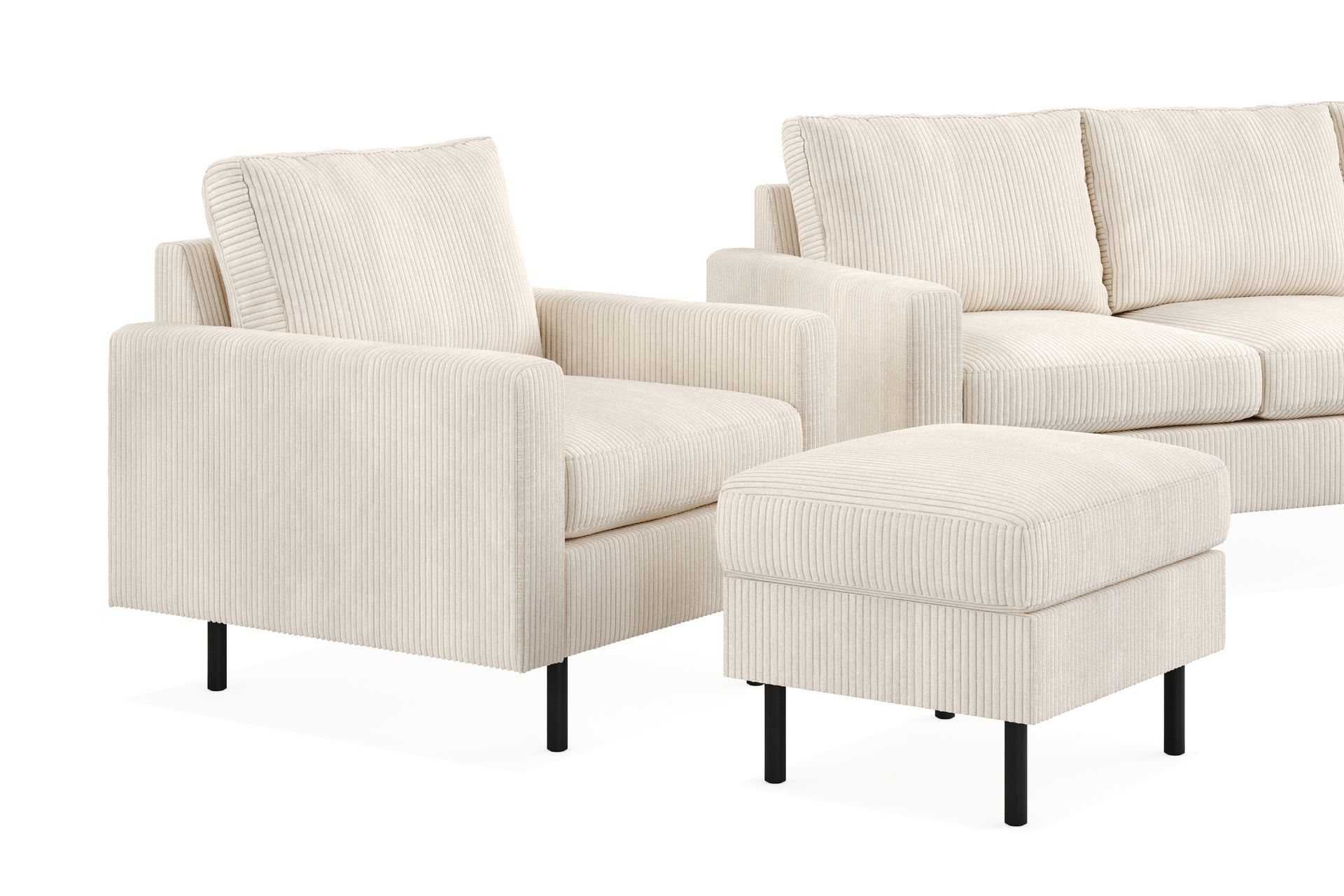Peppe Sofagruppe 3-seters Sofa + Lenestol + Fotskammel i Manchester - Beige - Møbler - Sofaer - Sofagrupper