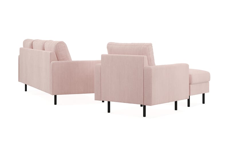 Peppe Sofagruppe 3-seters Sofa + Lenestol + Fotskammel i Manchester - Rosa - Møbler - Sofaer - Sofagrupper