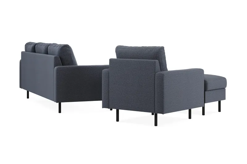 Peppe Sofagruppe 3-seters Sofa + Lenestol + Fotskammel i Stoff - Mørk grå - Møbler - Sofaer - Sofagrupper