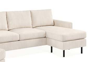 Peppe Sofagruppe 3-seters Vendbar L-formet Sjeselongsofa + Lenestol + Fotskammel i Manchester - Beige - Møbler - Sofaer - Sofagrupper