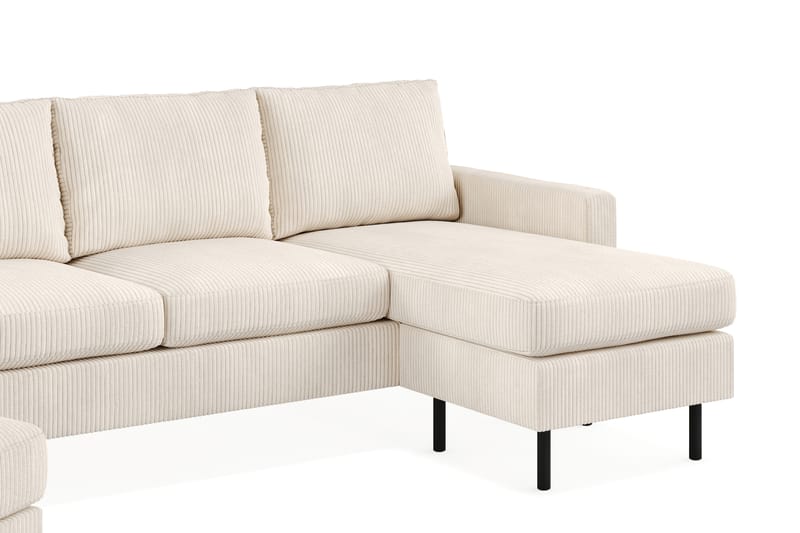 Peppe Sofagruppe 3-seters Vendbar L-formet Sjeselongsofa + Lenestol + Fotskammel i Manchester - Beige - Møbler - Sofaer - Sofagrupper