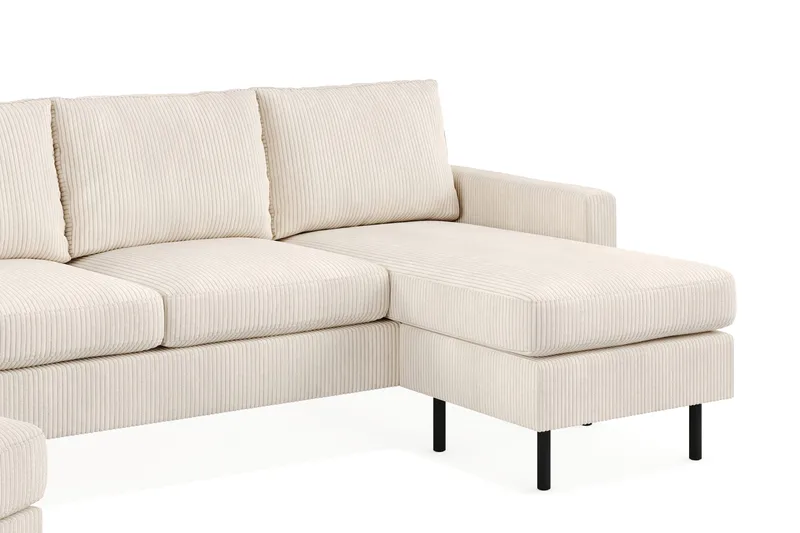 Peppe Sofagruppe 3-seters Vendbar L-formet Sjeselongsofa + Lenestol + Fotskammel i Manchester - Beige - Møbler - Sofaer - Sofagrupper