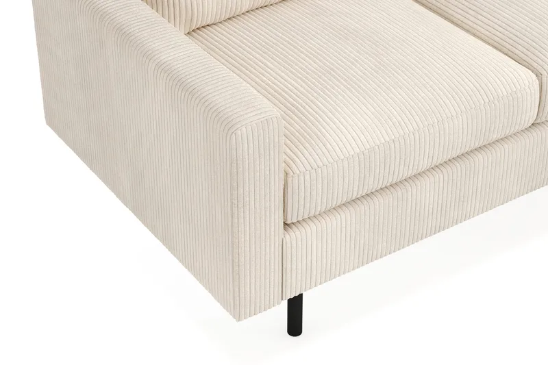 Peppe Sofagruppe 3-seters Vendbar L-formet Sjeselongsofa + Lenestol + Fotskammel i Manchester - Beige - Møbler - Sofaer - Sofagrupper