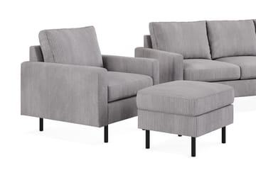 Peppe Sofagruppe 3-seters Vendbar L-formet Sjeselongsofa + Lenestol + Fotskammel i Manchester - Mørk grå - Møbler - Sofaer - Sofagrupper
