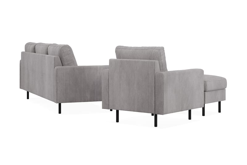 Peppe Sofagruppe 3-seters Vendbar L-formet Sjeselongsofa + Lenestol + Fotskammel i Manchester - Mørk grå - Møbler - Sofaer - Sofagrupper