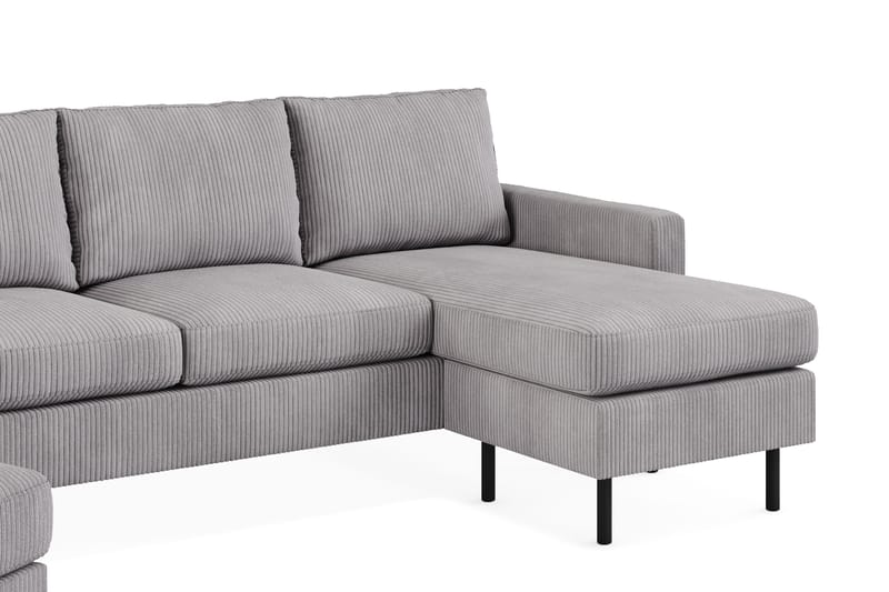 Peppe Sofagruppe 3-seters Vendbar L-formet Sjeselongsofa + Lenestol + Fotskammel i Manchester - Mørk grå - Møbler - Sofaer - Sofagrupper