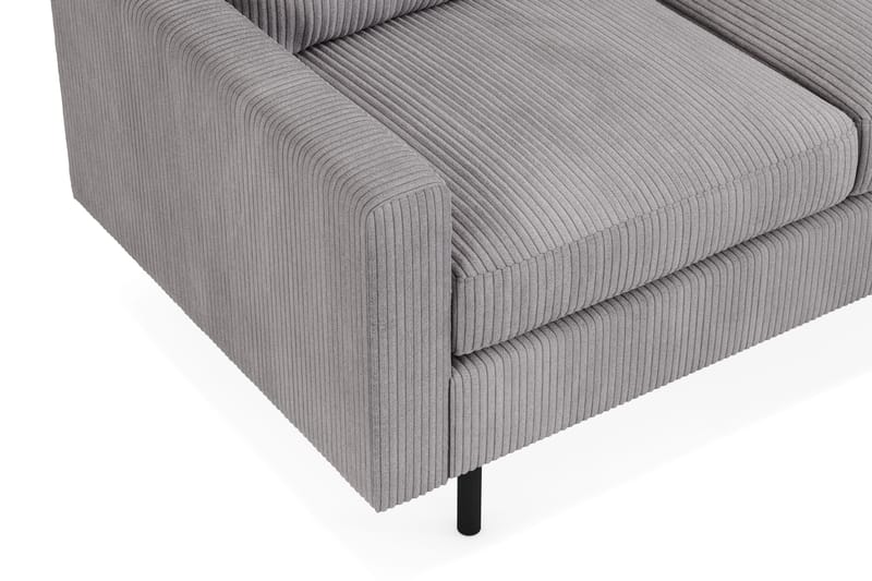 Peppe Sofagruppe 3-seters Vendbar L-formet Sjeselongsofa + Lenestol + Fotskammel i Manchester - Mørk grå - Møbler - Sofaer - Sofagrupper