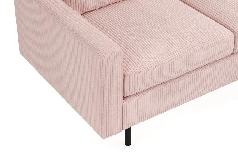 Peppe Sofagruppe 3-seters Vendbar L-formet Sjeselongsofa + Lenestol + Fotskammel i Manchester - Rosa - Møbler - Sofaer - Sofagrupper